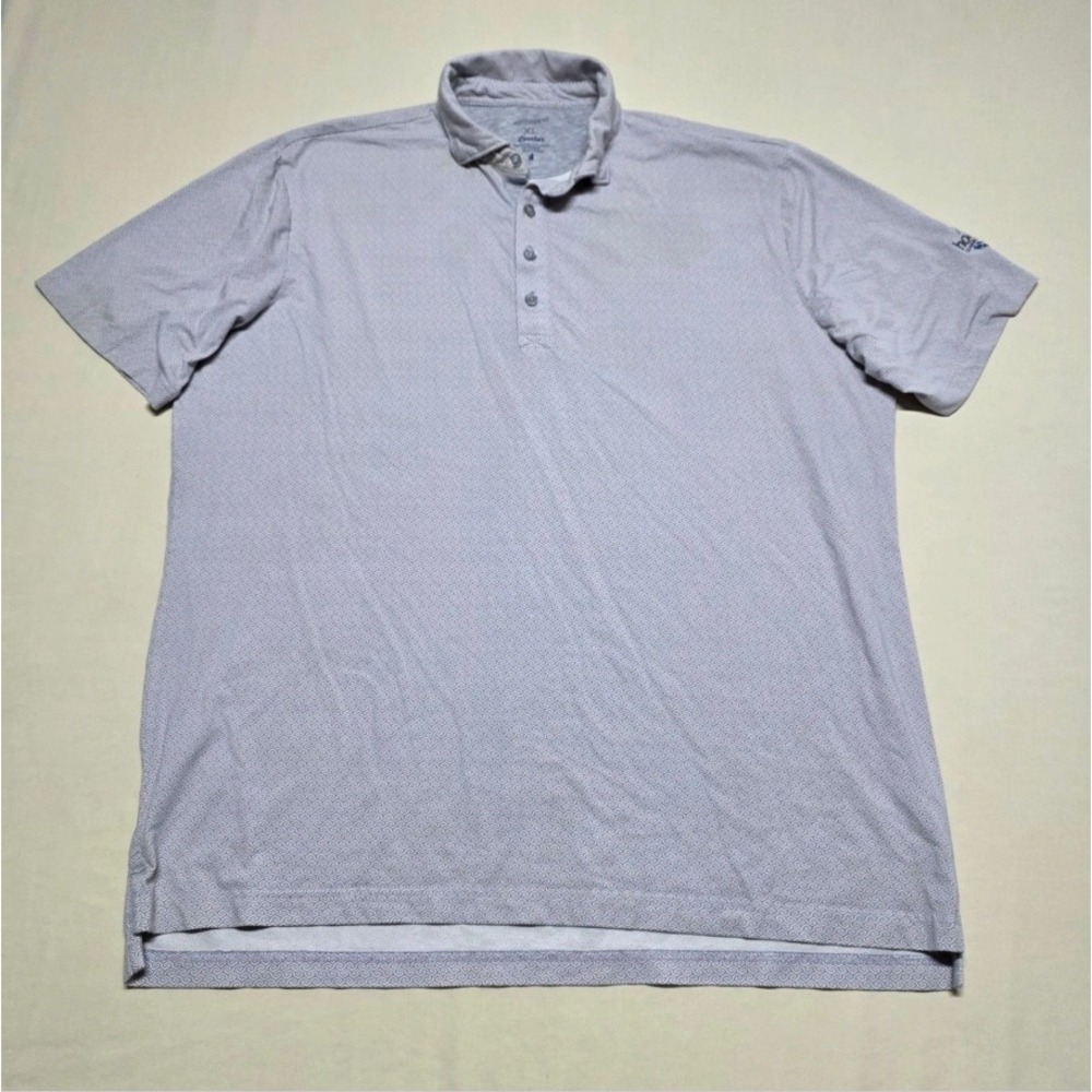 johnnie-O Linxter Men XL Gray Geometric Polo Shirt Classic Small Logo Pullover